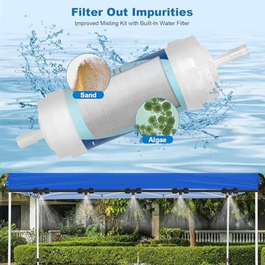 Outdoor mister water filter cartridge with built-in filter mesh for clearer mist
