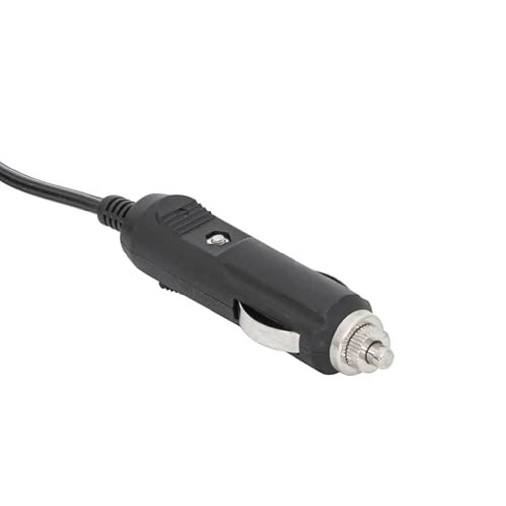 Black 12V power connector with metal tip on air pump power cord
