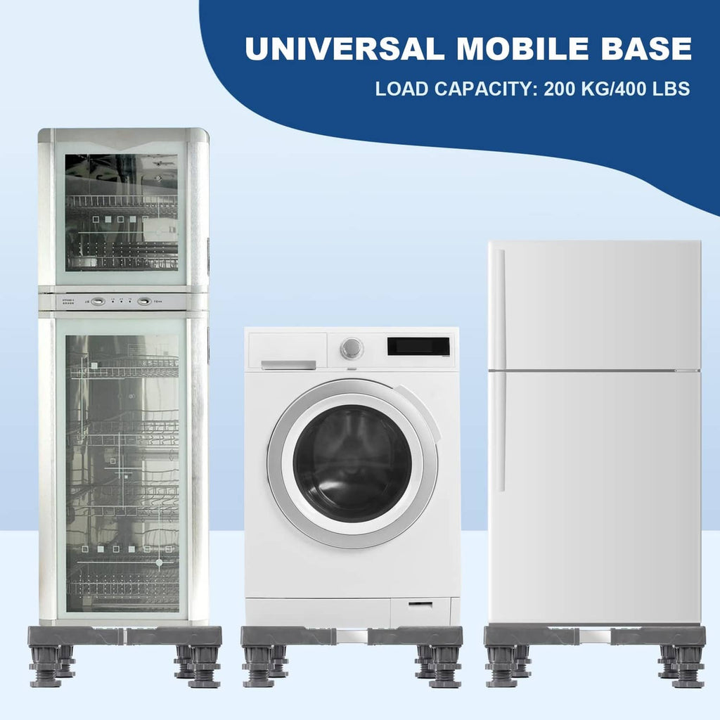 Universal mobile base stand for mini fridge, with four adjustable support feet