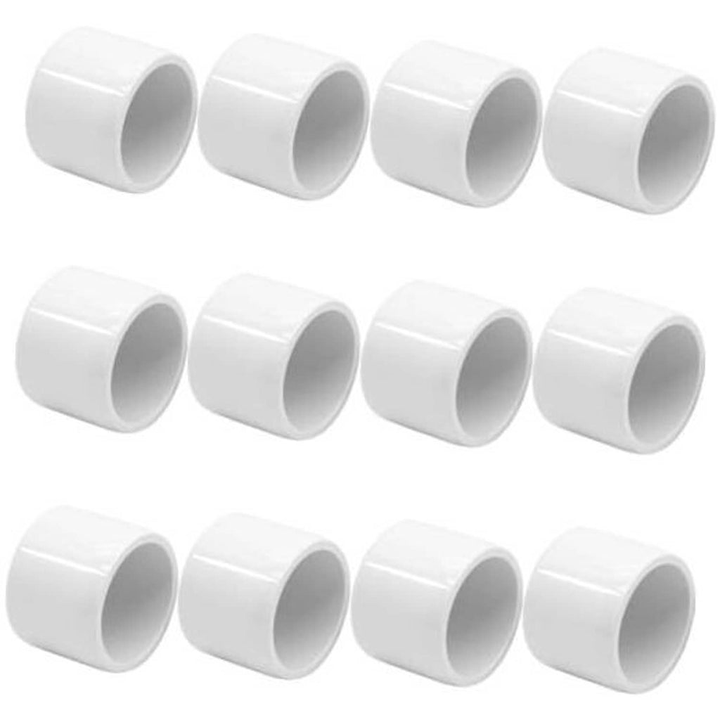 White 3/4 in PVC pipe end cap plug adapter, Schedule 40 fitting