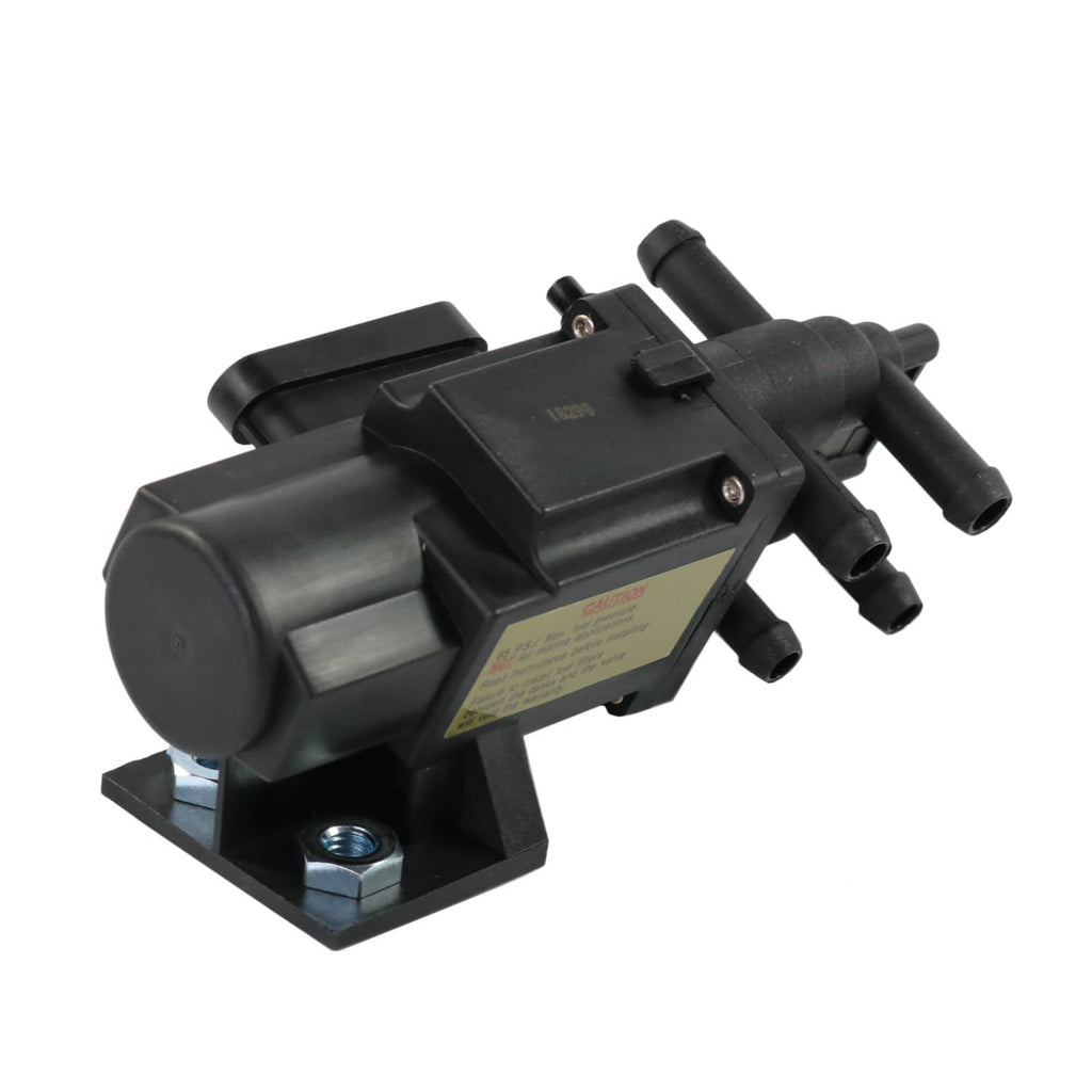 Fuel tank selector valve with electrical housing cover, black plastic and hose connections
