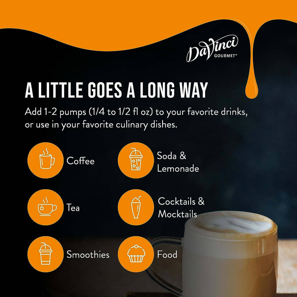 Latte cup with drink-pairing icons for DaVinci Gourmet cherry syrup