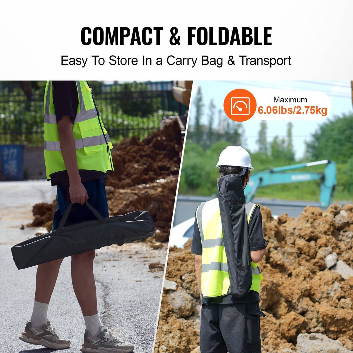 Compact black folded laser level tripod carry bag for easy transport