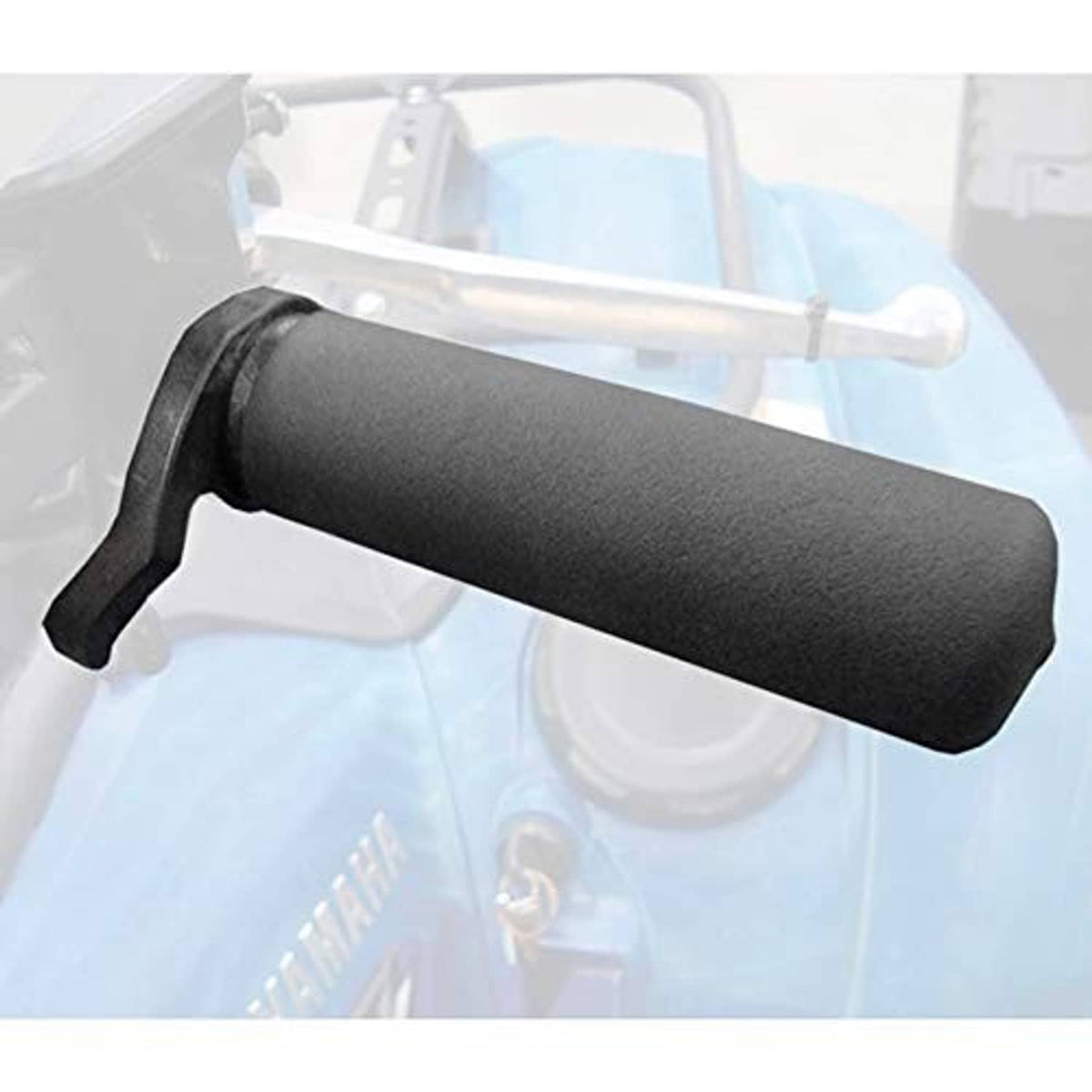 Black hand throttle lever with textured rubber grip on a vehicle