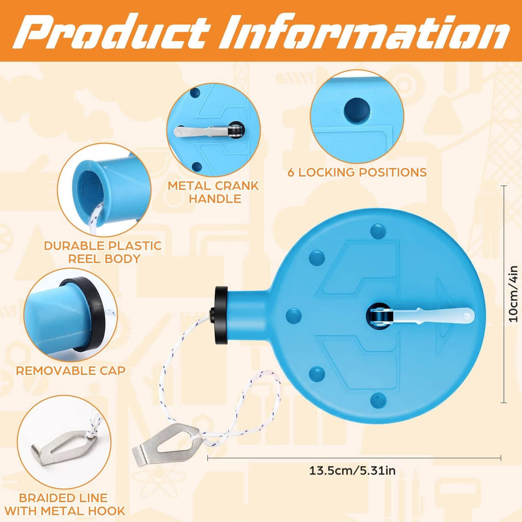 Blue portable chalk line reel box with crank handle and braided line