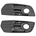 Black fog light grille insert covers with round opening, pair
