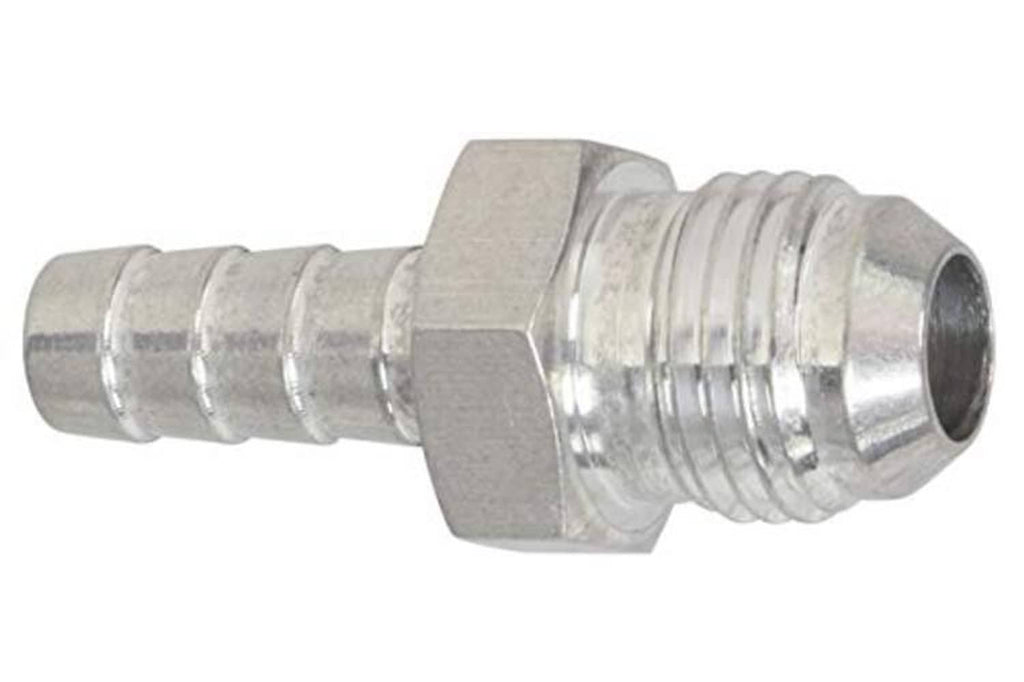 Aluminum AN flare hose barb adapter with flared hex body