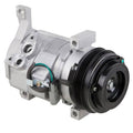 A/C compressor with clutch, silver housing and black pulley with electrical connector