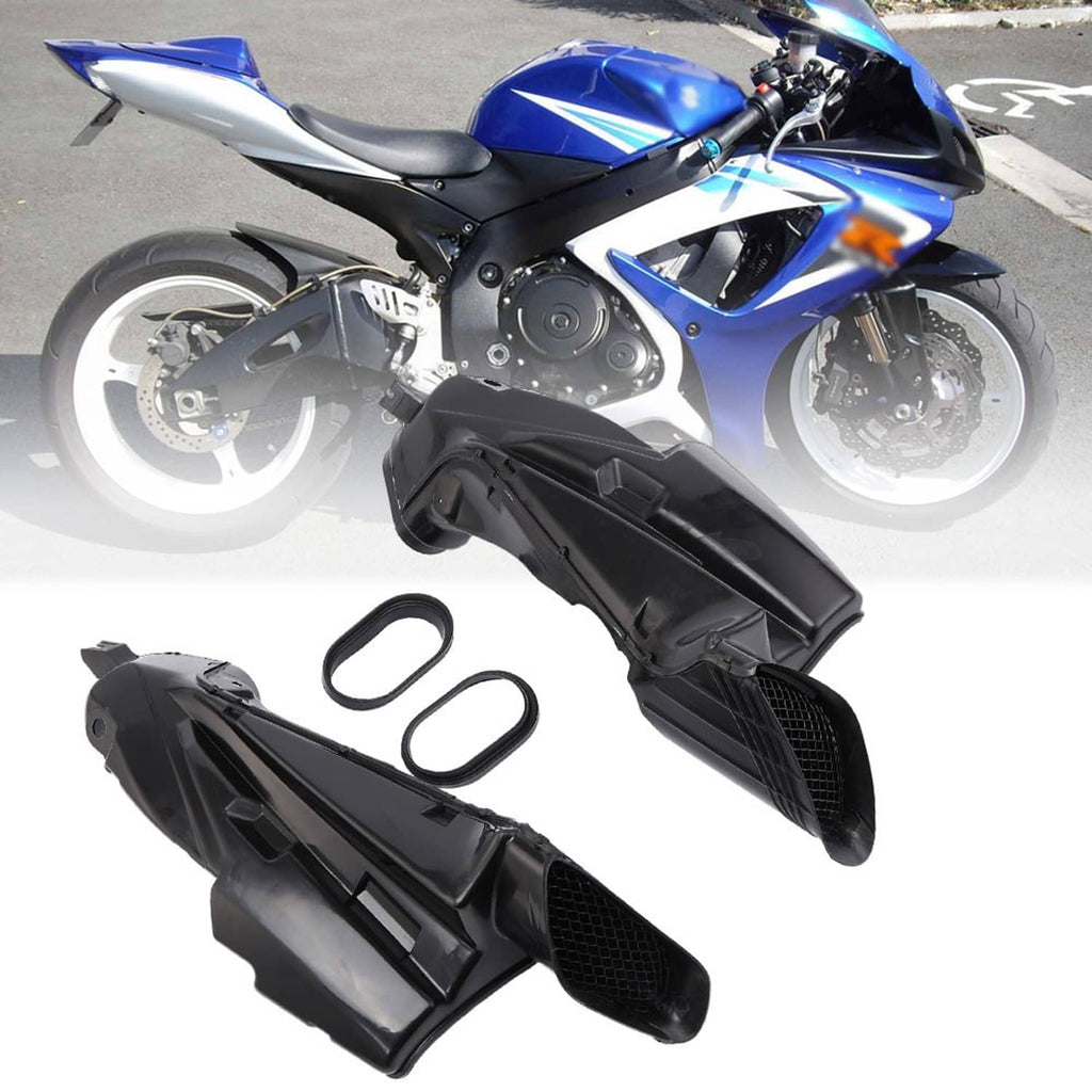 Black ram air intake duct covers with mesh intake panels and mounting brackets