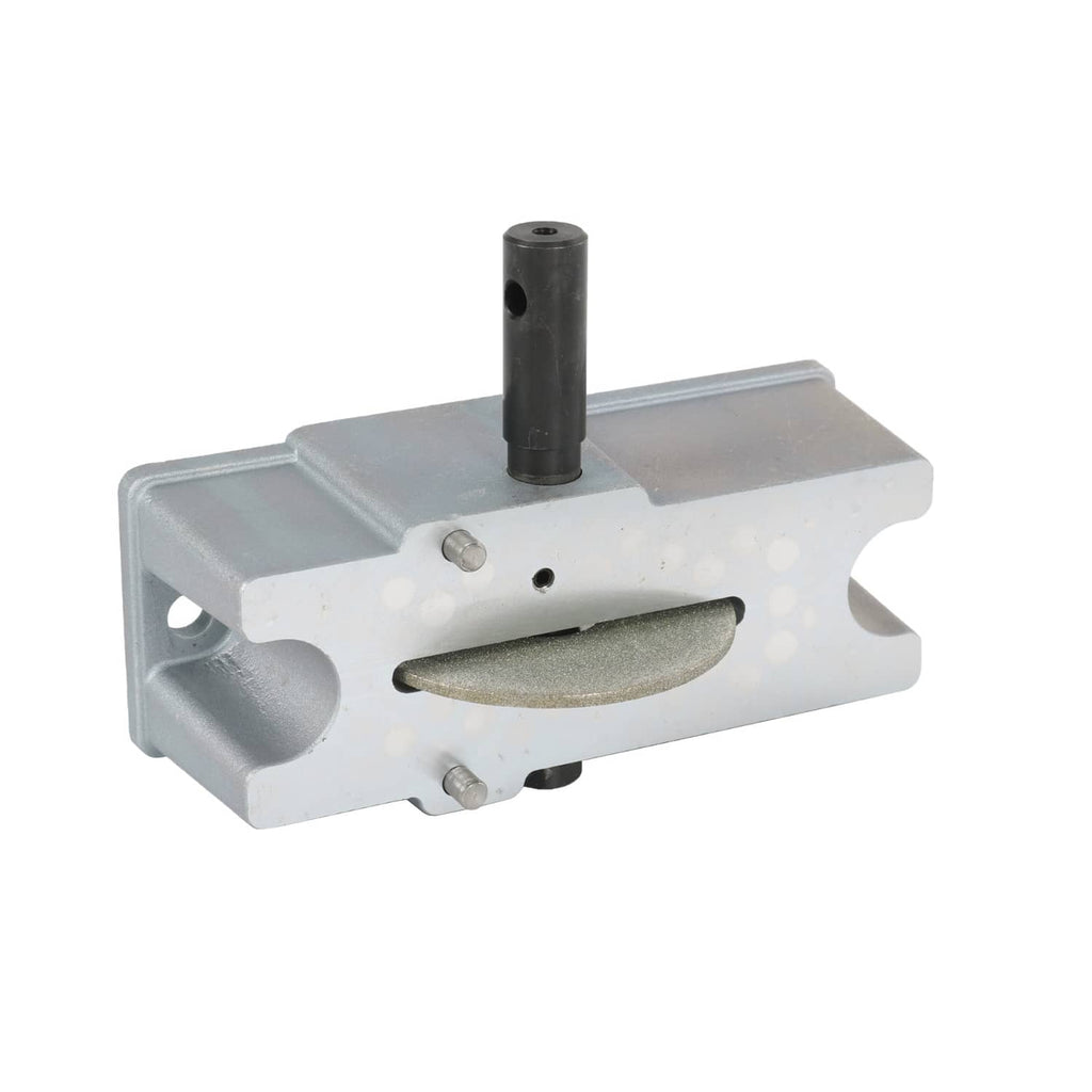 Manual piston ring grinder tool with abrasive wheel pad and vertical support post