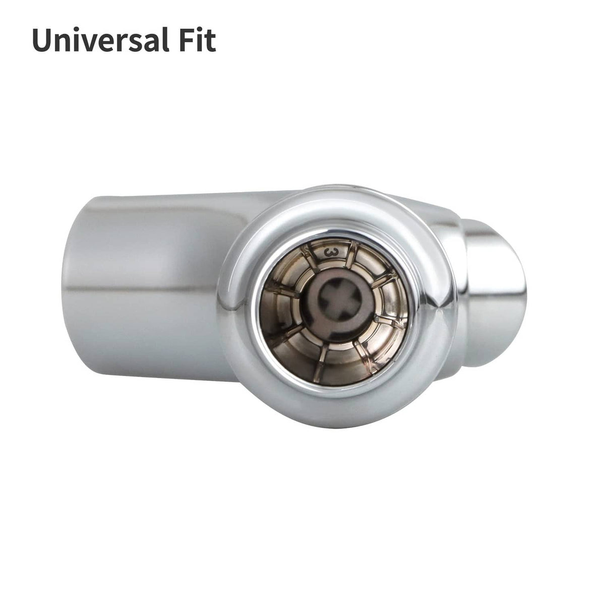 Chrome sink sprayer attachment front view showing internal spray core