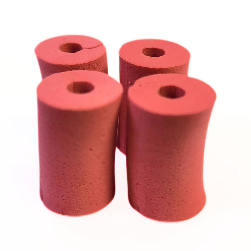 Red foam damping inserts, four cylindrical pieces with center holes