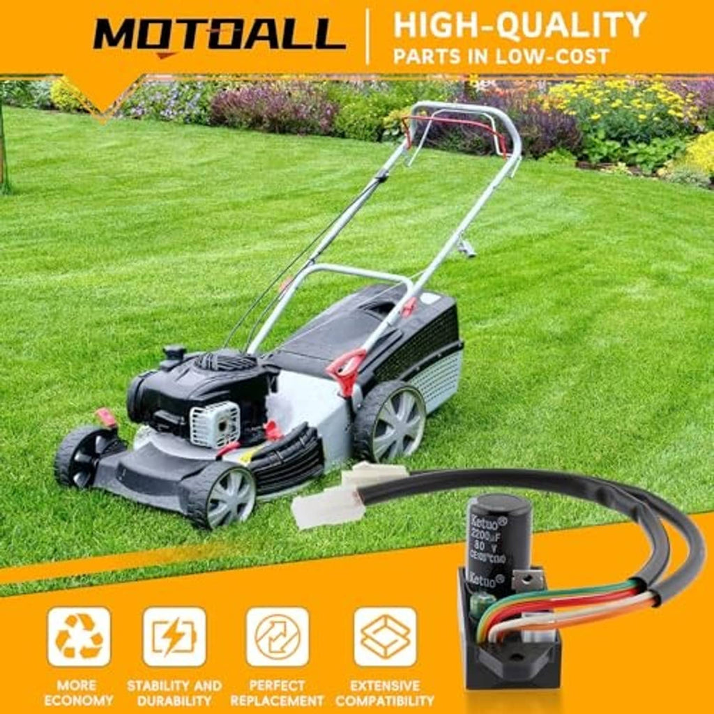 Ignition coil control module with wire harness shown with a lawn mower