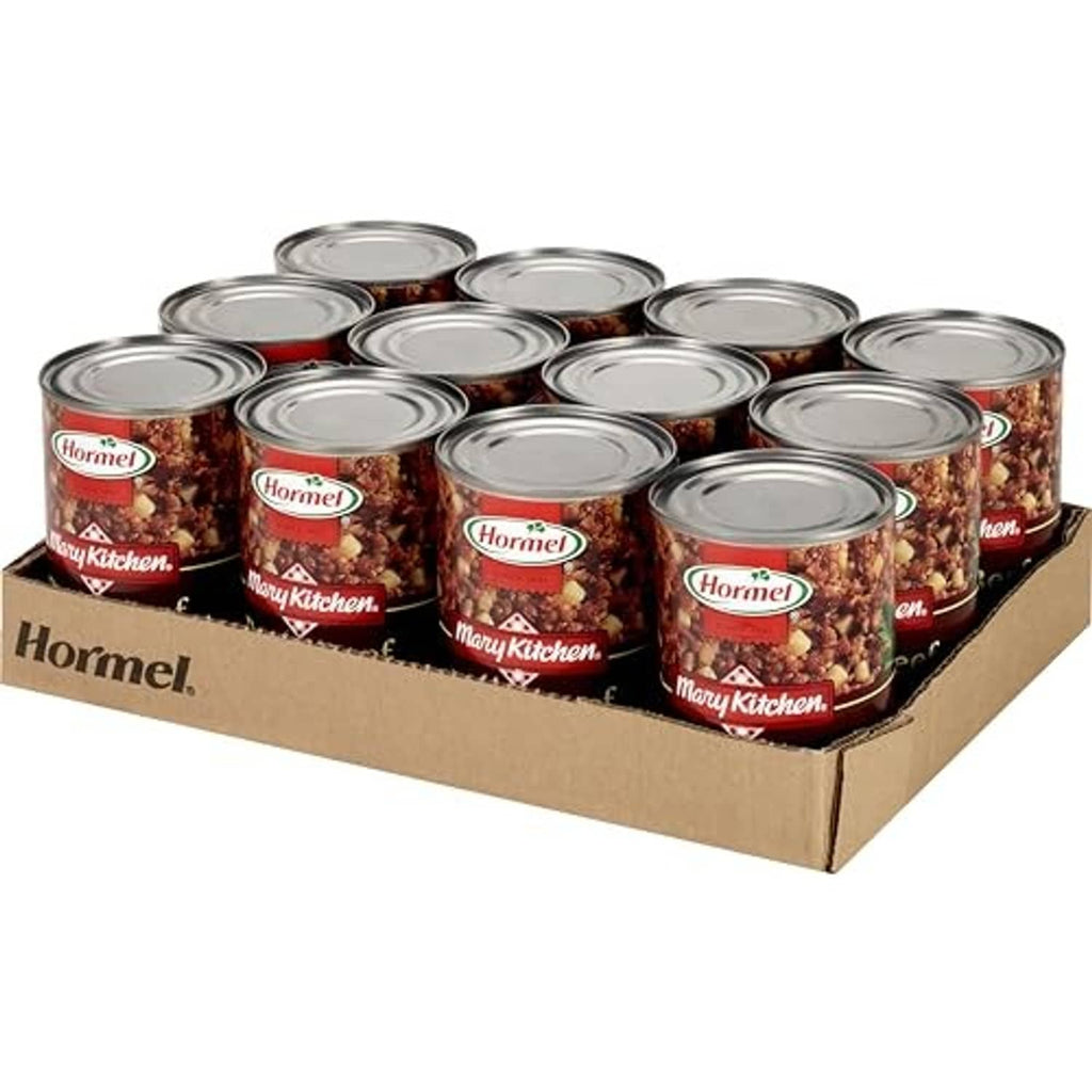 Mary Kitchen Hash roast beef canned food, multi-pack of 12 with metal lids