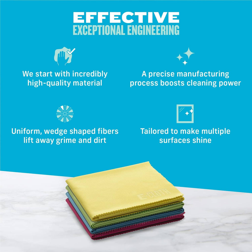E-Cloth microfiber polishing cloth set, yellow cloths stacked on surface