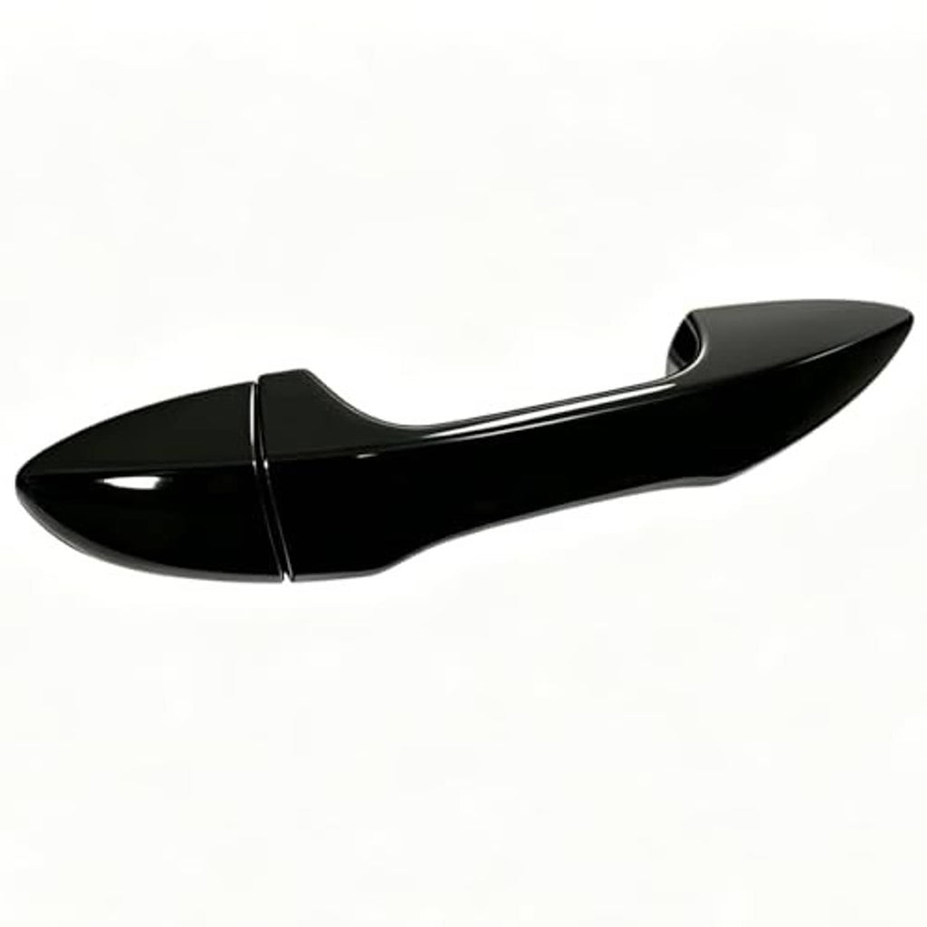 Black front right exterior door handle with curved grip and glossy surface