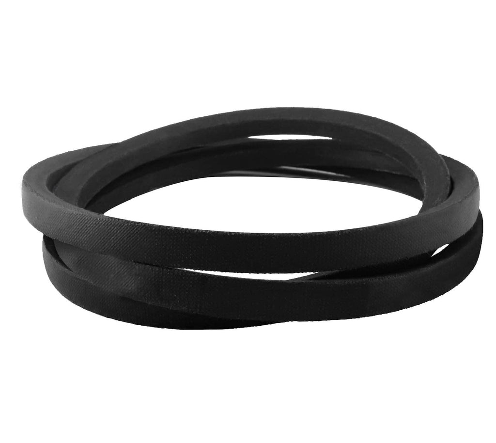 Black lawn mower drive belt, coiled loop