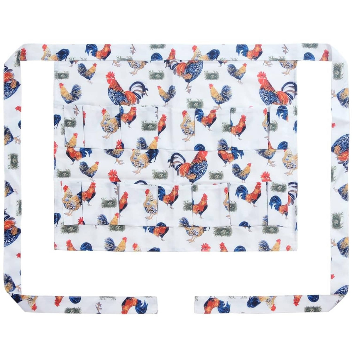 White chicken egg apron front panel with 12 deep pockets arranged in rows