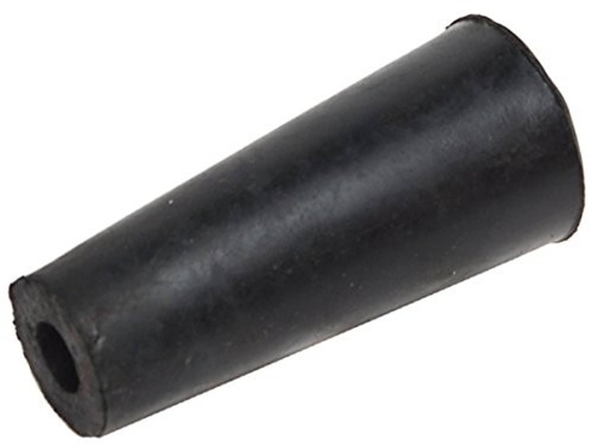 Black rubber entry door bumper, smooth cylindrical body with open end