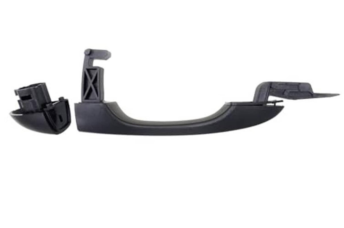 Black exterior door handle with inner bracket and mounting clips