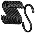 Black vinyl-coated S hooks set, shown as multiple curled hanging hooks with non-slip coating.