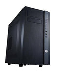 Black mini tower PC case with fully meshed front panel and front I/O ports