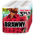 White 3-ply paper towel rolls in a stack, tear-a-square design