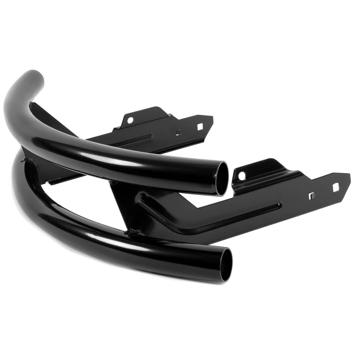Black front bumper guard with curved tubes and attachment brackets