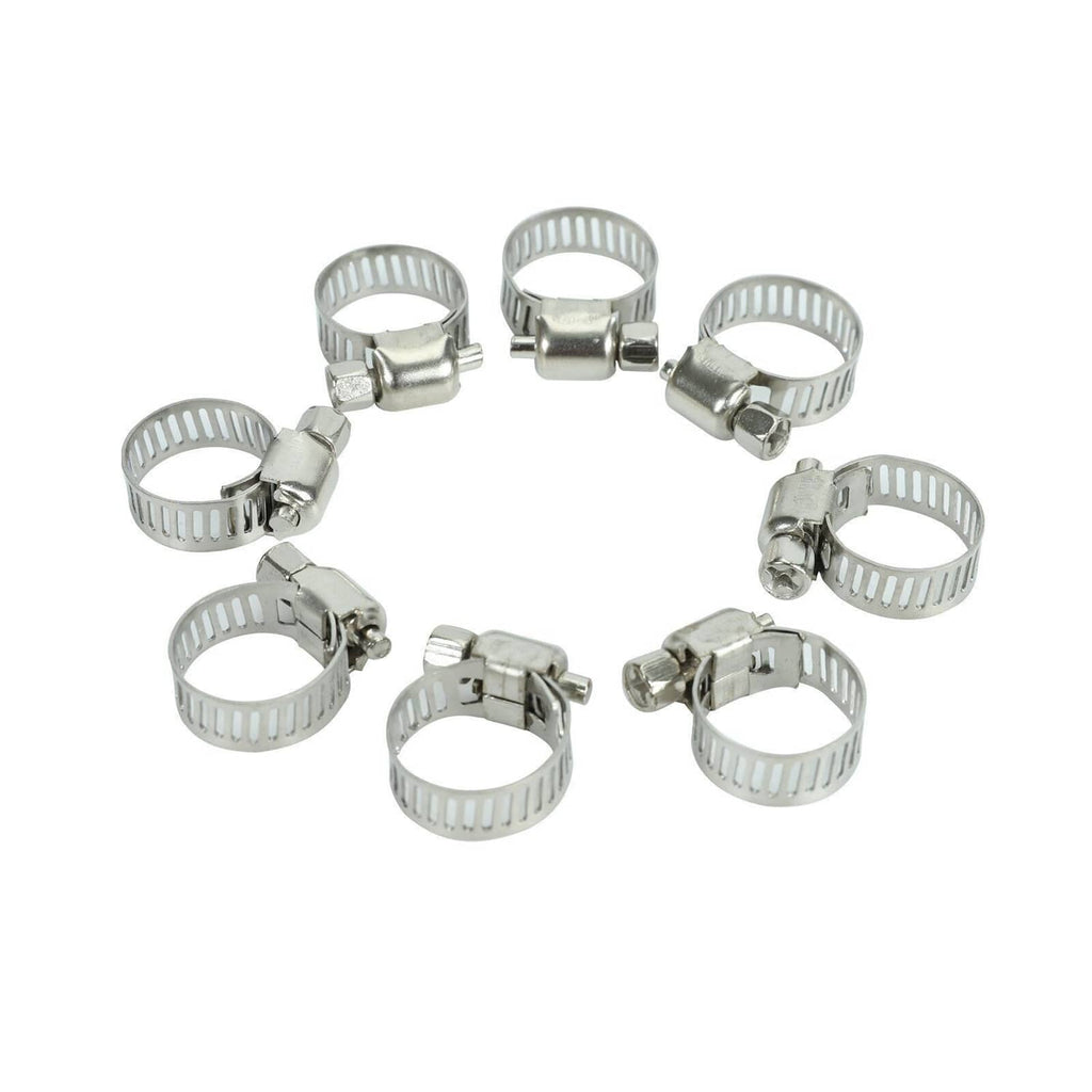 Stainless steel hose clamps for transmission oil cooler hose, multiple sizes
