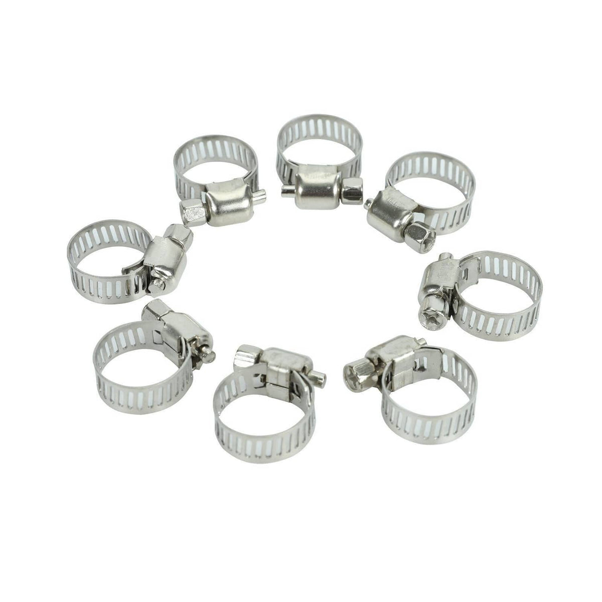 Stainless steel hose clamps for transmission oil cooler hose, multiple sizes