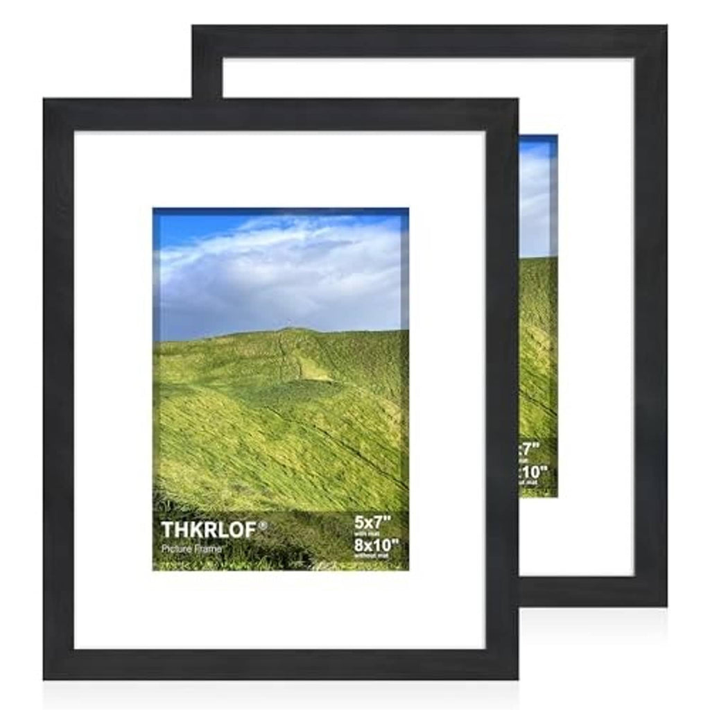 Black 8x10 picture frame with real glass, showing front and inner photo