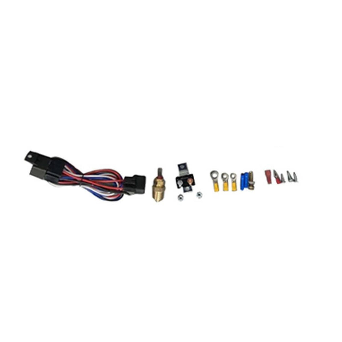 Wiring harness and electrical connectors for radiator shroud fan assembly