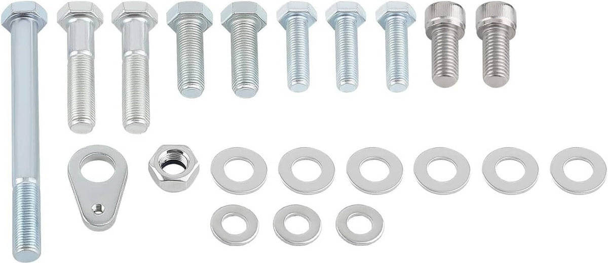 Motor mount hardware kit with silver bolts, washers, and rubber bushings