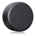 Thick black spare tire cover with textured PVC-leather finish, round protective cap