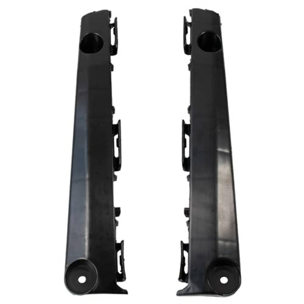 Front bumper bracket end view, black plastic with circular mounting hole and side clips