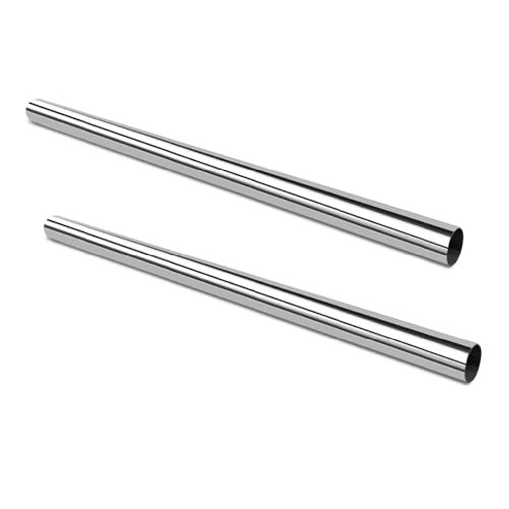 Stainless steel exhaust pipe tubes with polished finish, 2.5-inch OD, dark end openings