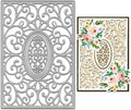 Metal oval lace flower frame cutting die with symmetrical hollow scroll pattern