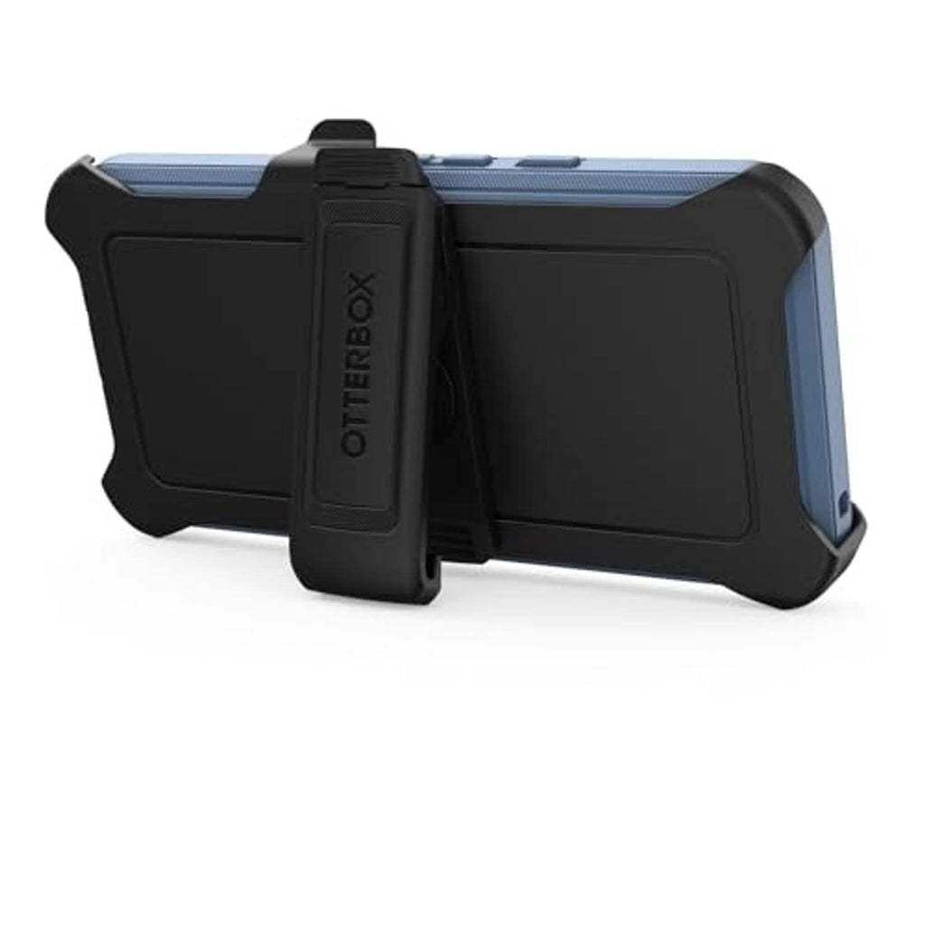 Rugged OtterBox Pixel 8 case with black holster kickstand and blue shell