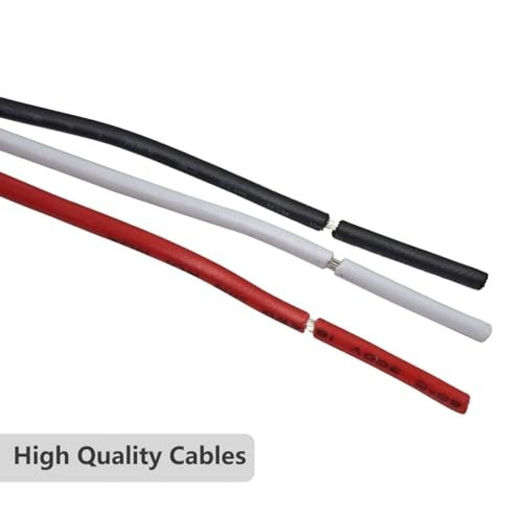 Heat-resistant wire leads set: red, black, and white/gray insulated cables