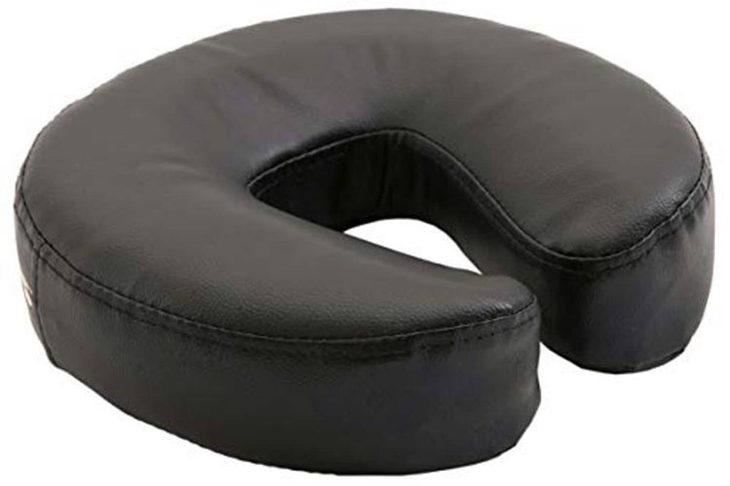 Black massage table face cradle cushion with contoured center opening