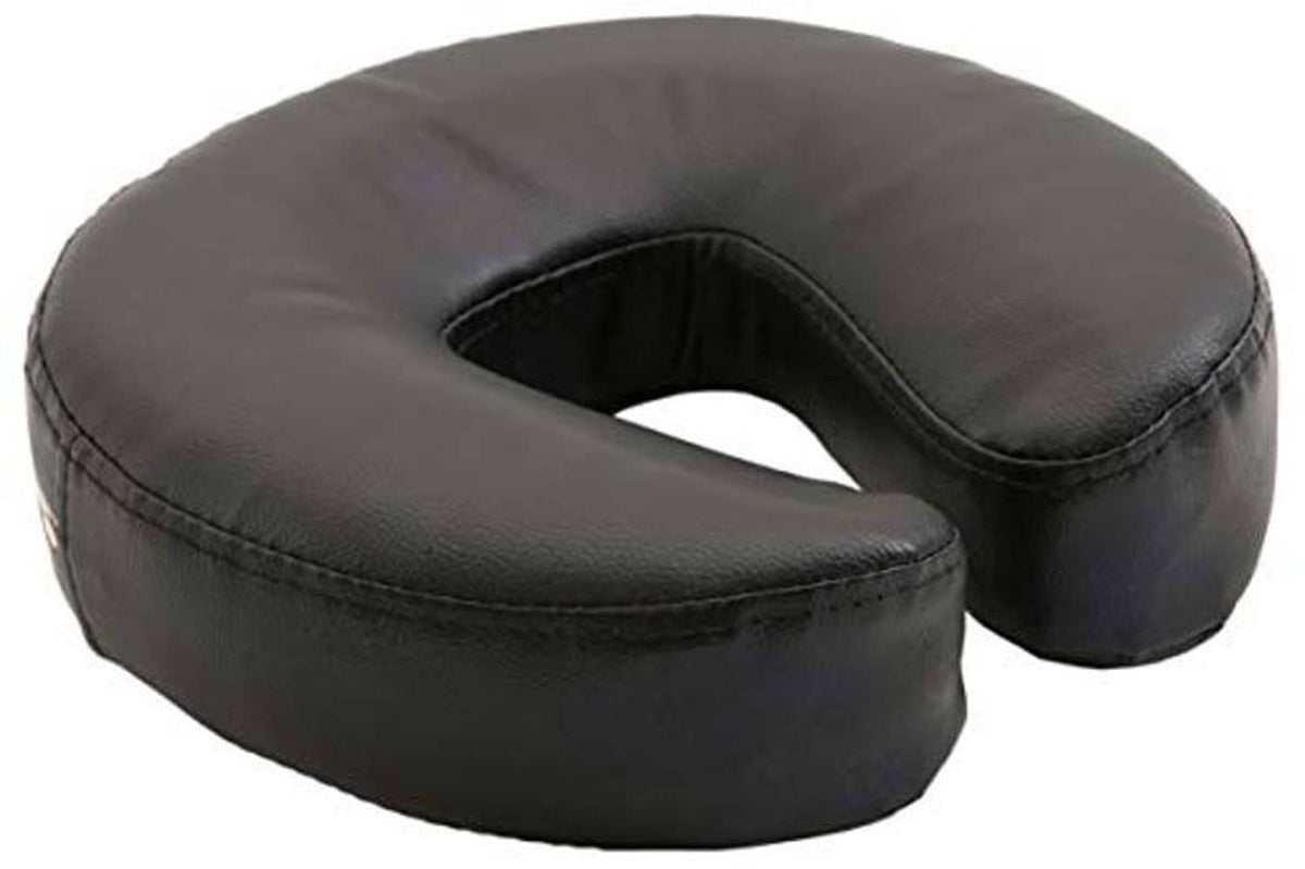 Black massage table face cradle cushion with contoured center opening