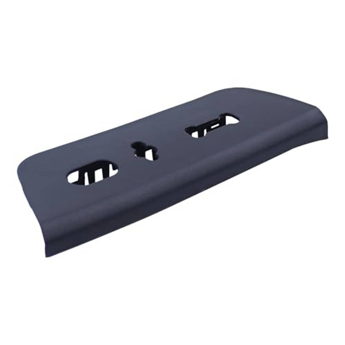 Black front driver seat power switch bezel panel, angled view of switch cutouts