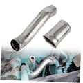 Silver coolant pipe kit with long tube and short connector sleeve, polished metal.