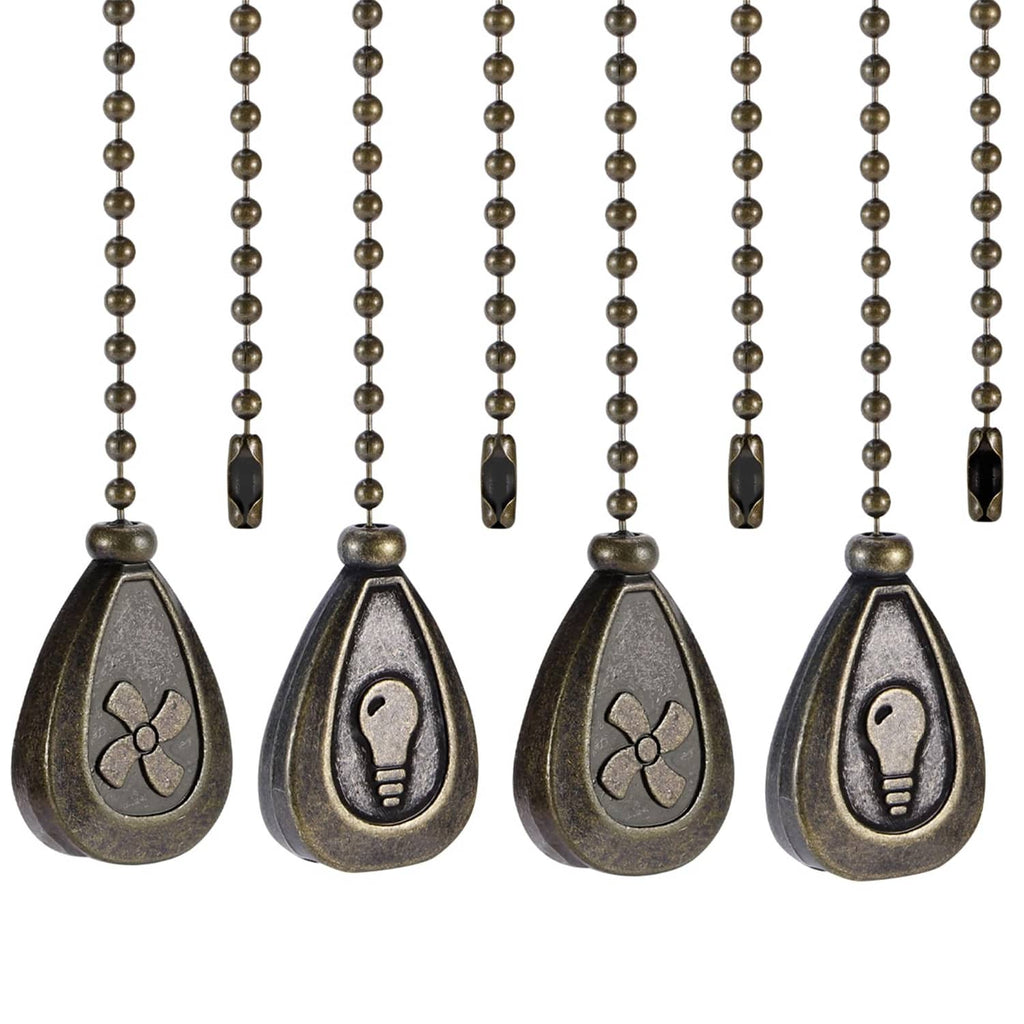 4-pack dark bronze ceiling fan pull chains with teardrop finials and bead links