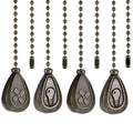 4-pack dark bronze ceiling fan pull chains with teardrop finials and bead links