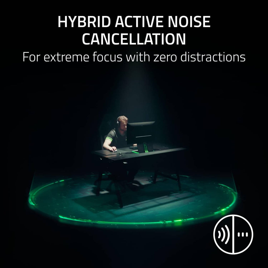 Hybrid active noise cancellation feature icon for wireless gaming headset.