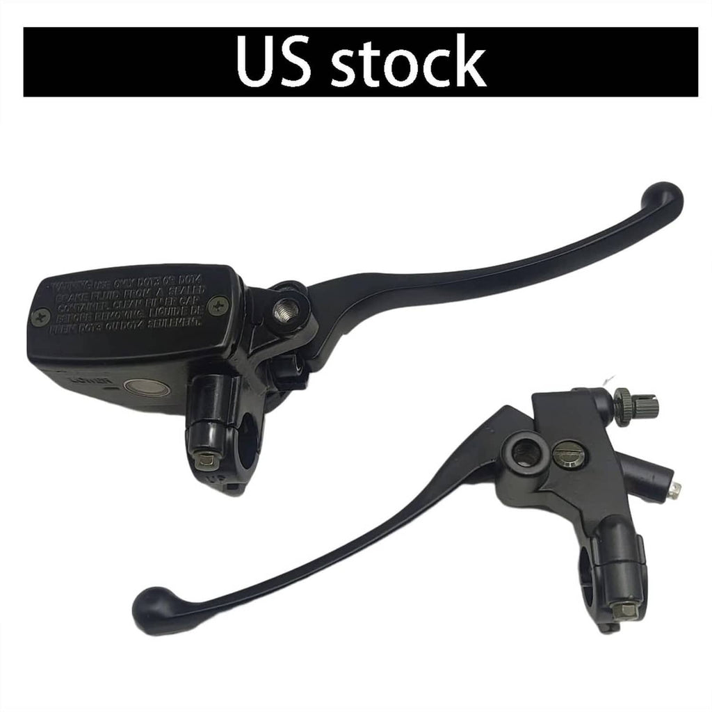Front brake master cylinder and clutch perch set with black levers and reservoirs