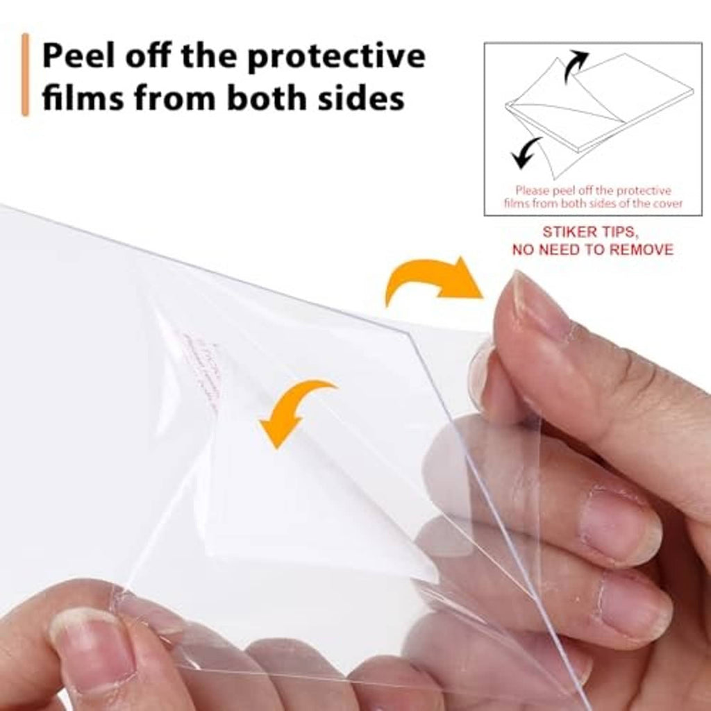 Natural wood-tone picture frame with protective films that peel off both sides