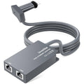 Dual-port Ethernet adapter with gray cable and two RJ45 ports