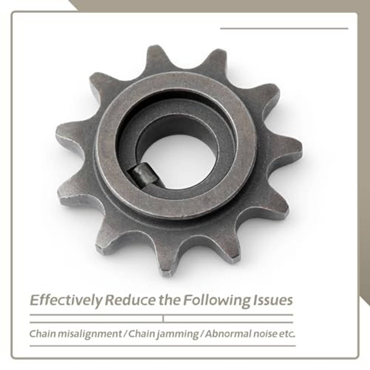 Dark gray metal front sprocket with inner splined opening and toothed outer rim
